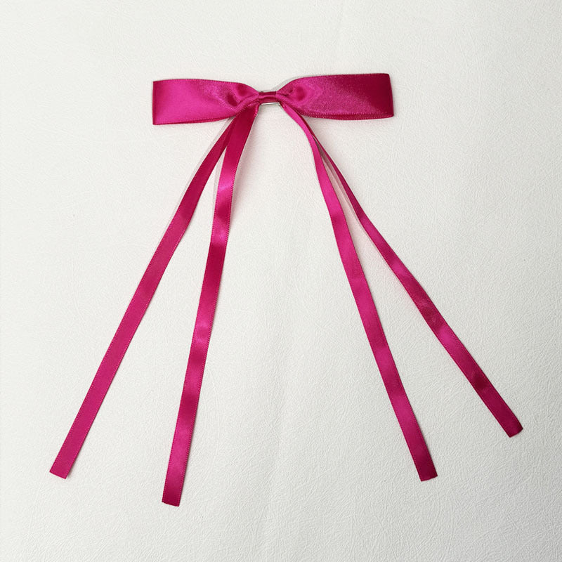 Layered Satin Ribbon Bow Hair Clip - Plum
