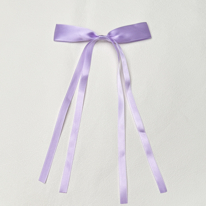 Layered Satin Ribbon Bow Hair Clip - Purple