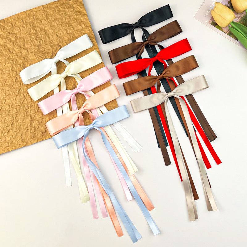 Layered Satin Ribbon Bow Hair Clip - view 1