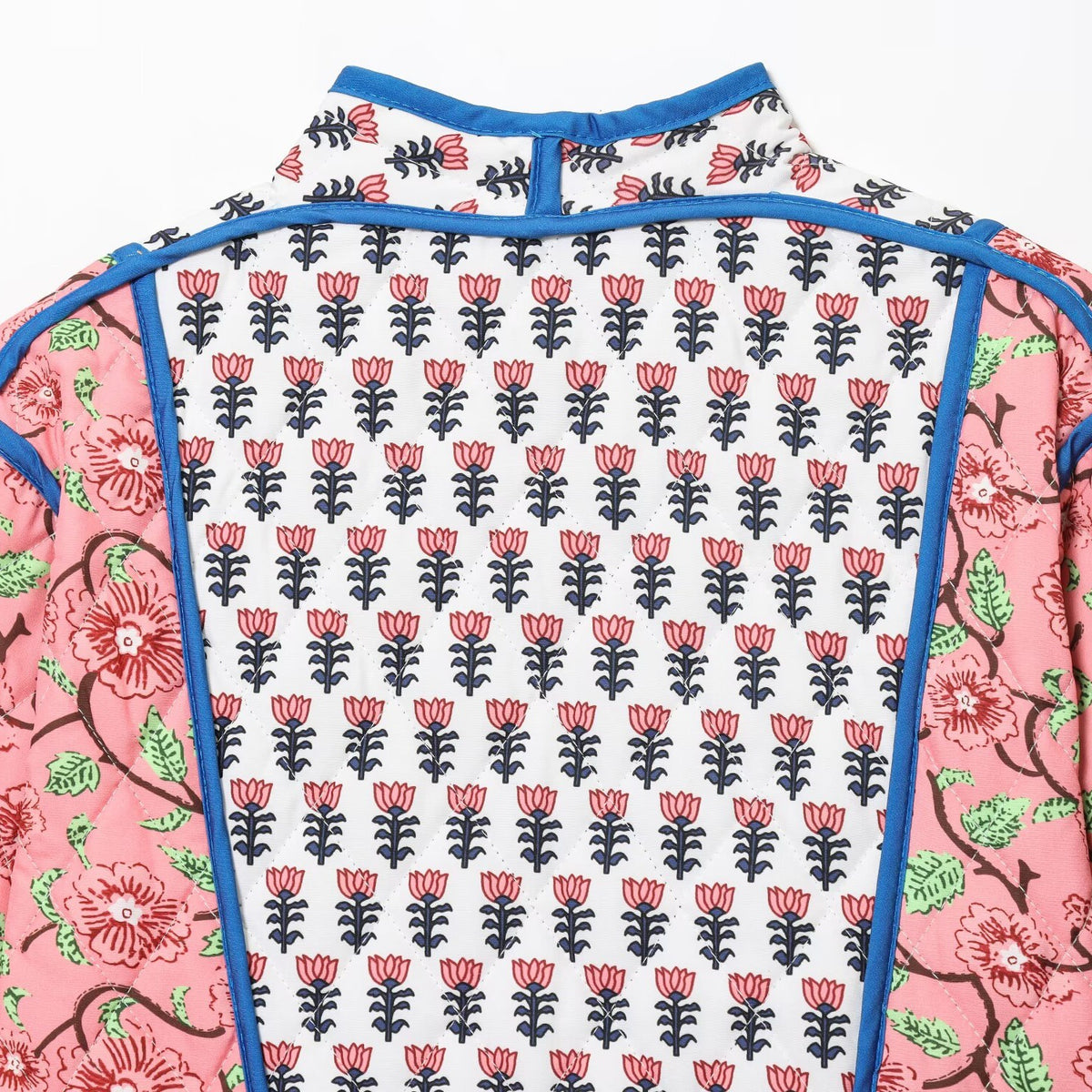 Boho Block Print Quilted Crop Jacket - Floral - 4
