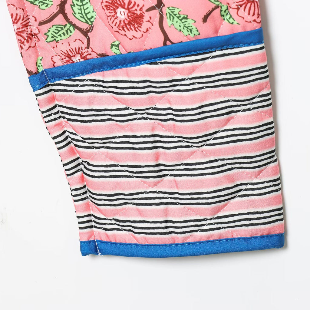 Boho Block Print Quilted Crop Jacket - Floral - 6