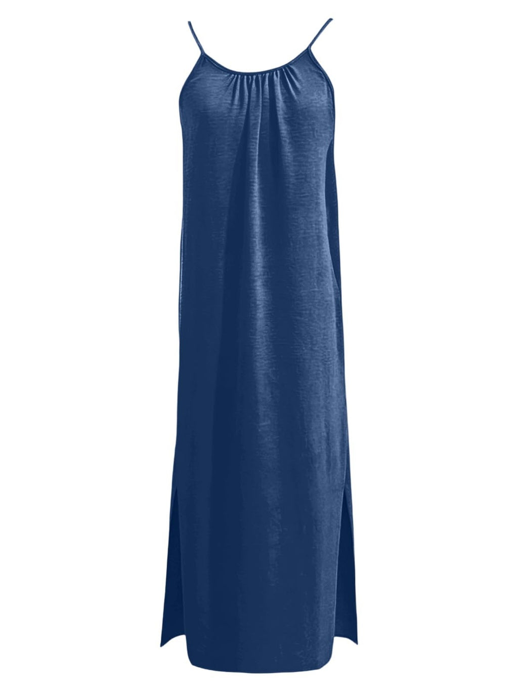Strappy Open Back Maxi Dress With Slit - DarkBlue