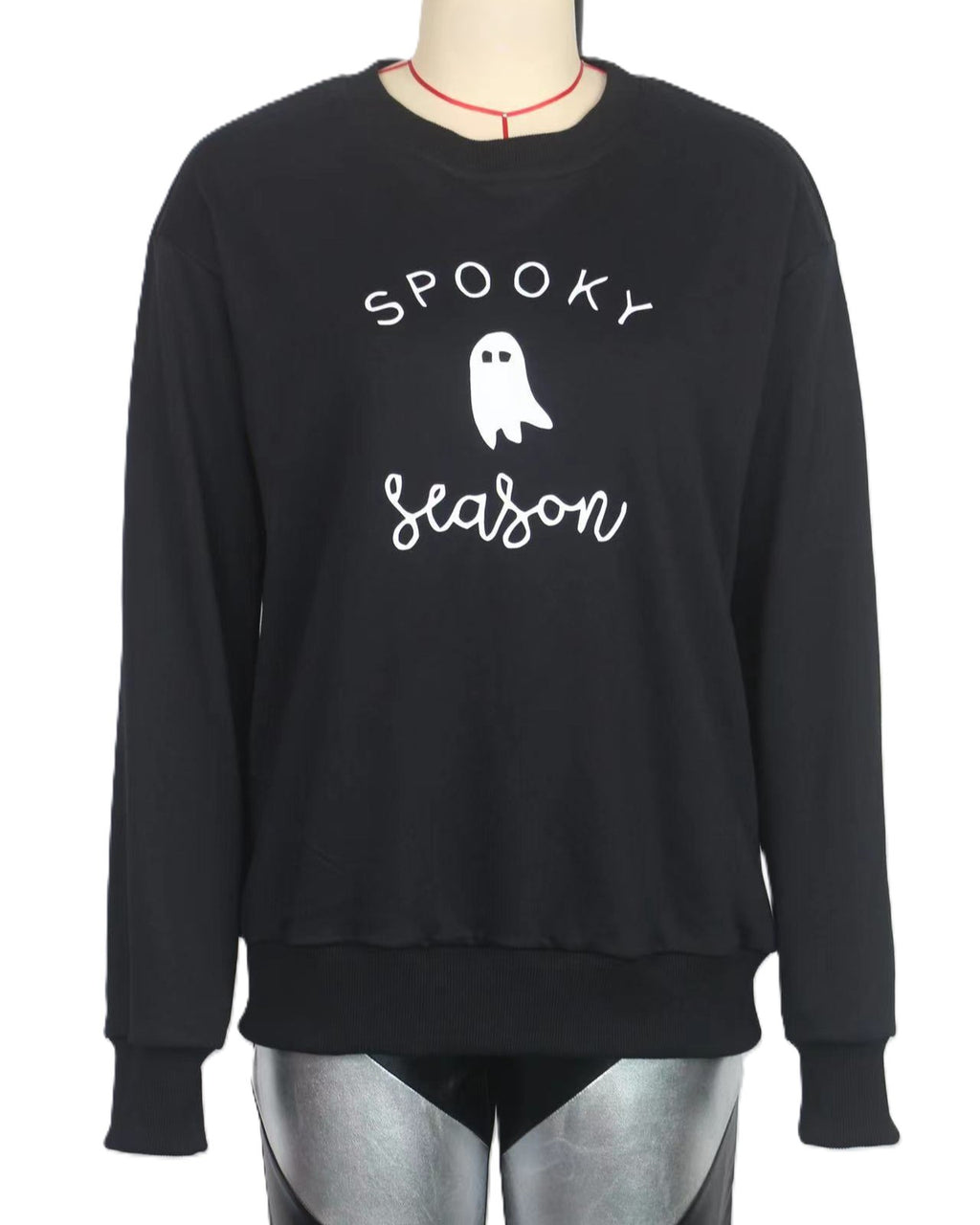 Halloween Ghost and Pumpkin Graphic Sweatshirt - Printed
