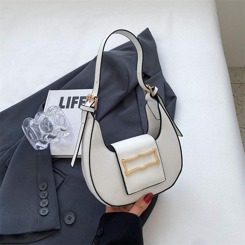 Curved Crescent Underarm Baguette Bag - Off_White