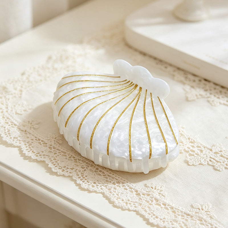 Pearly Seashell Hair Claw Clip for Summer - White - 1