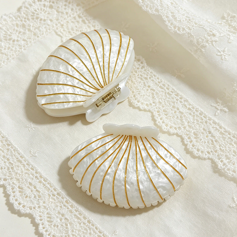 Pearly Seashell Hair Claw Clip for Summer - White - 2