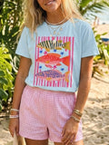 Tropical Fish Print Short Sleeve Tee - Blue