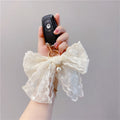 Lace Bow Bag Charm Keychain - White