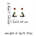 Enamel Tree Snowflake Star Drop Earrings - Green