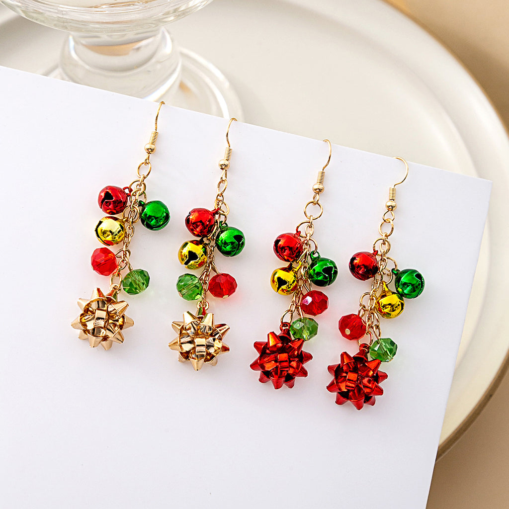 Beaded Bell And Bow Dangle Earrings - view 1