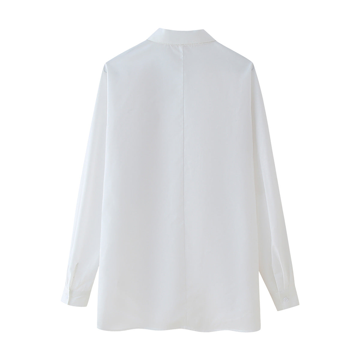 Sequin Embroidered Longline Button Shirt - White