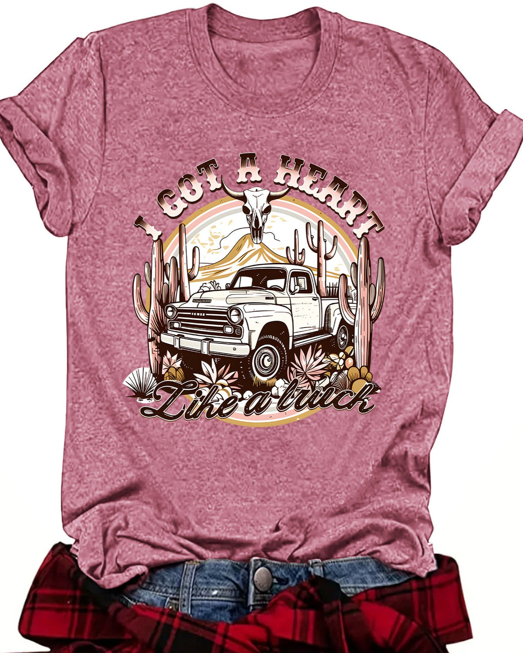 Retro Pickup Truck Graphic T-Shirt - Dark-Red