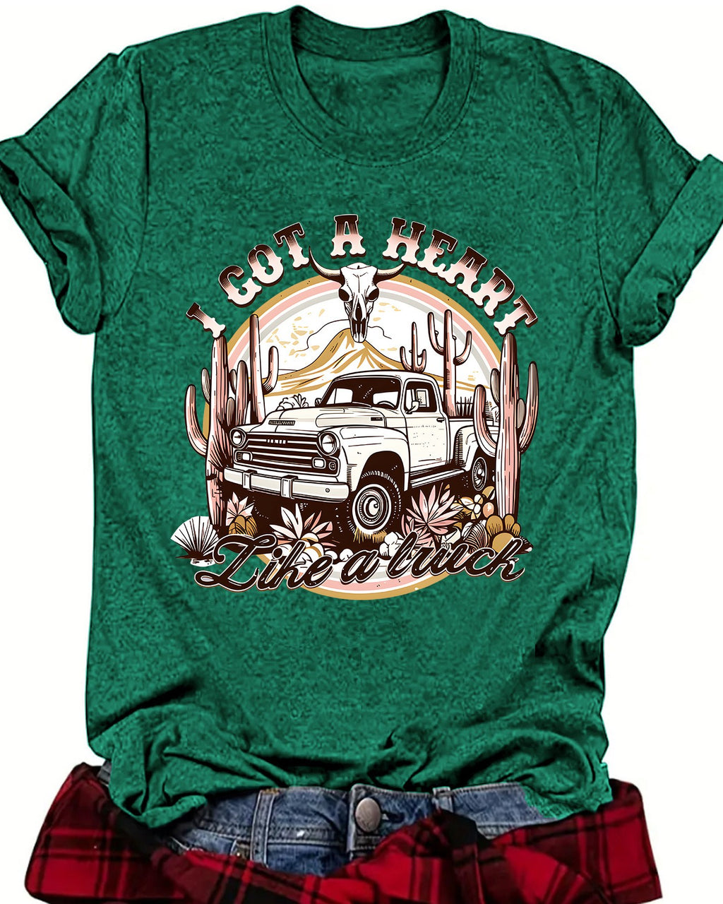 Retro Pickup Truck Graphic T-Shirt - Green