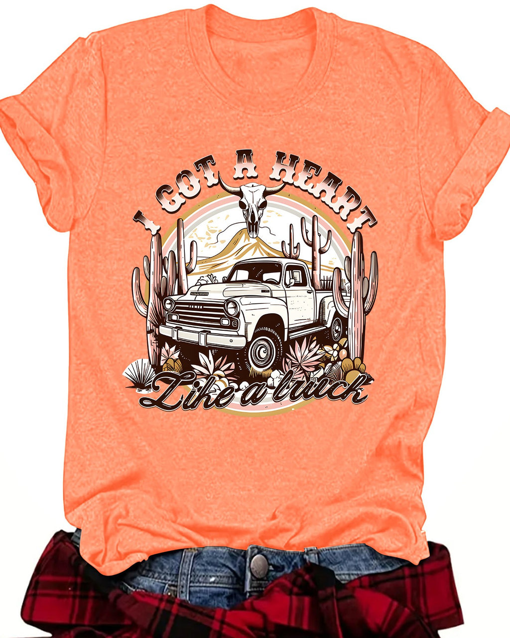 Retro Pickup Truck Graphic T-Shirt - Orange