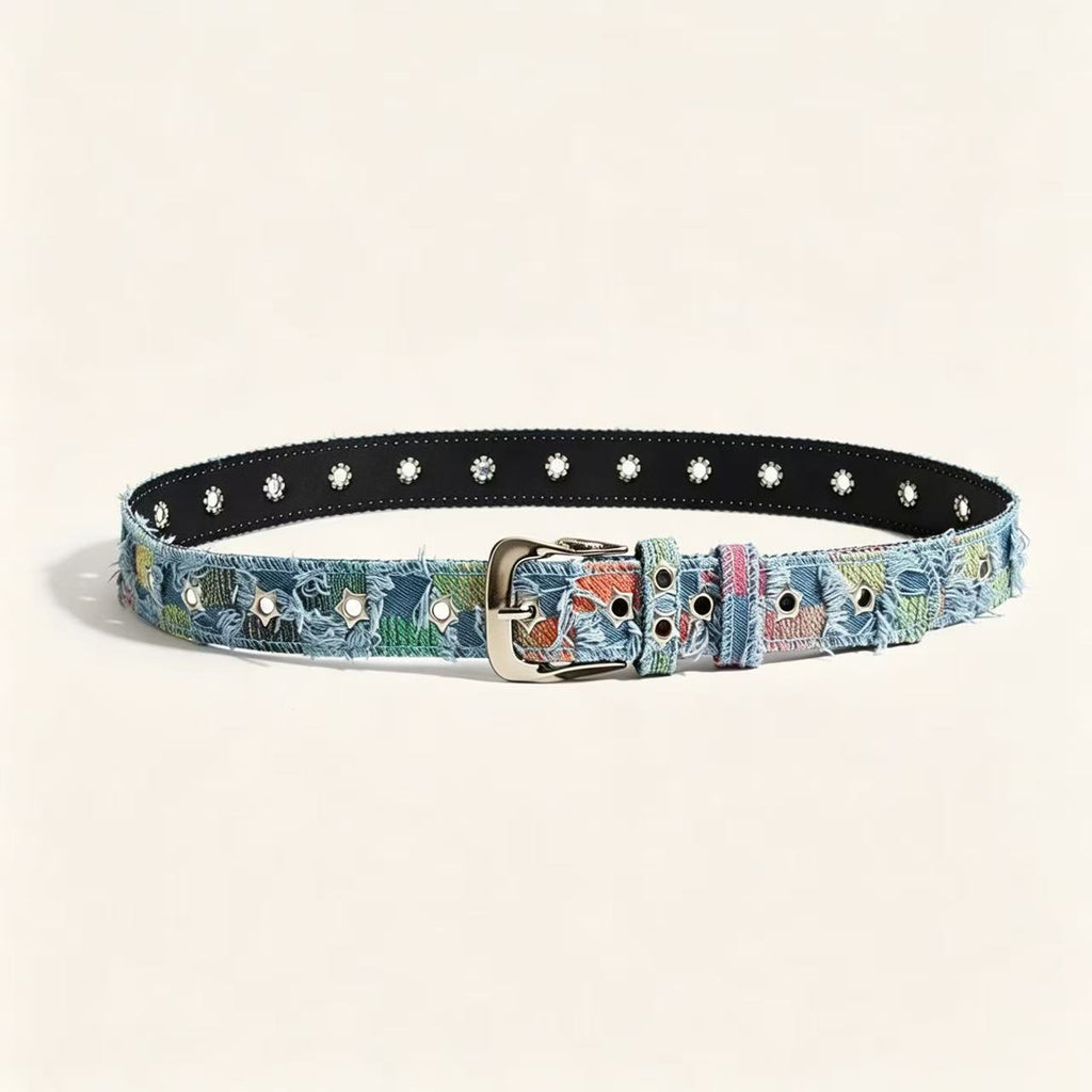 Star Stud Eyelet Denim Style Belt - Color