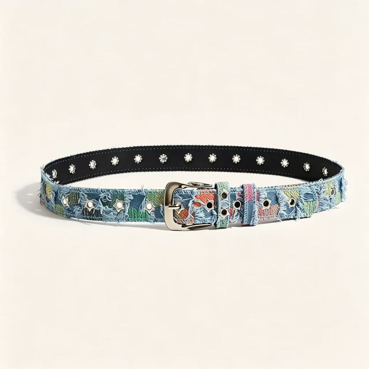 Star Stud Eyelet Denim Style Belt - Color