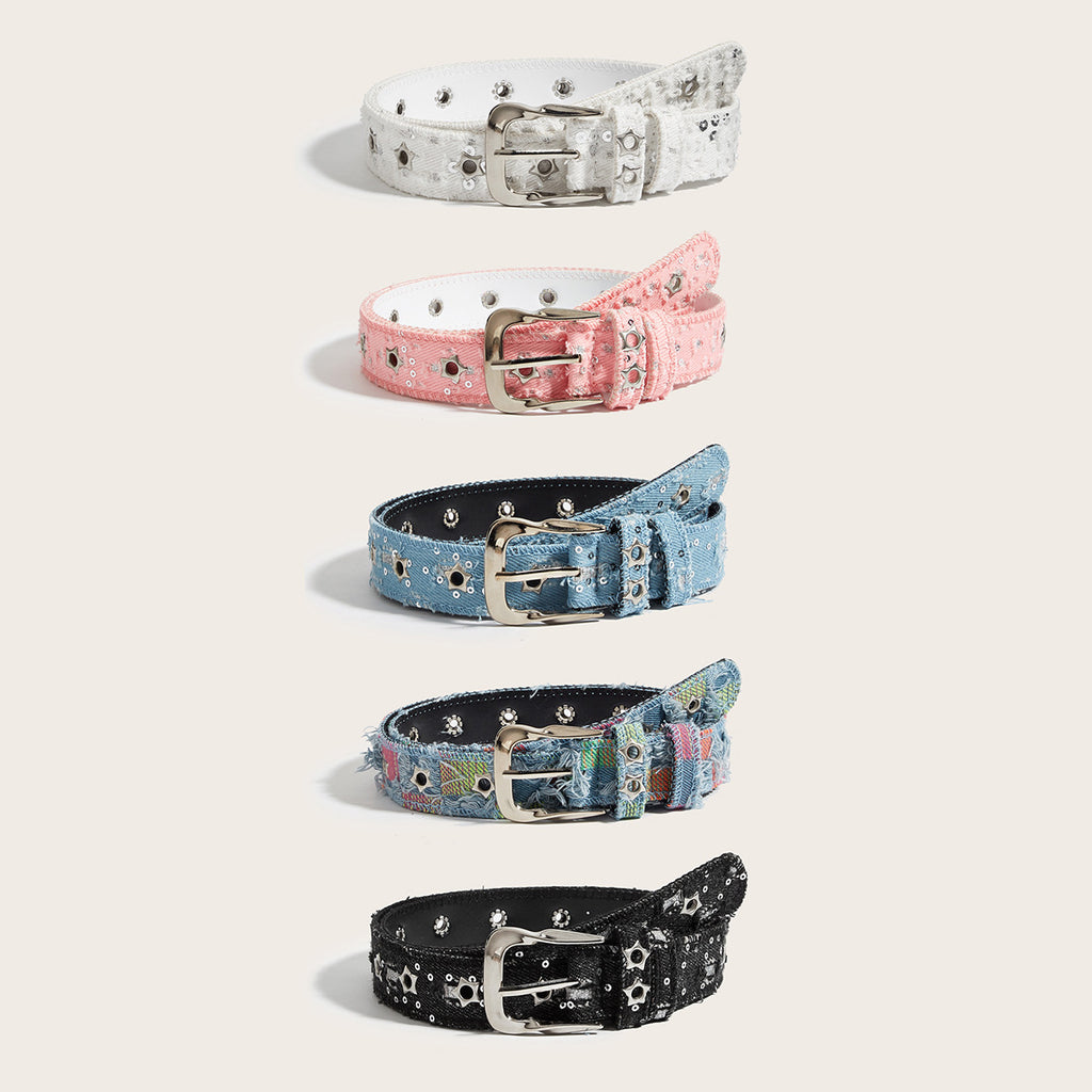Star Stud Eyelet Denim Style Belt