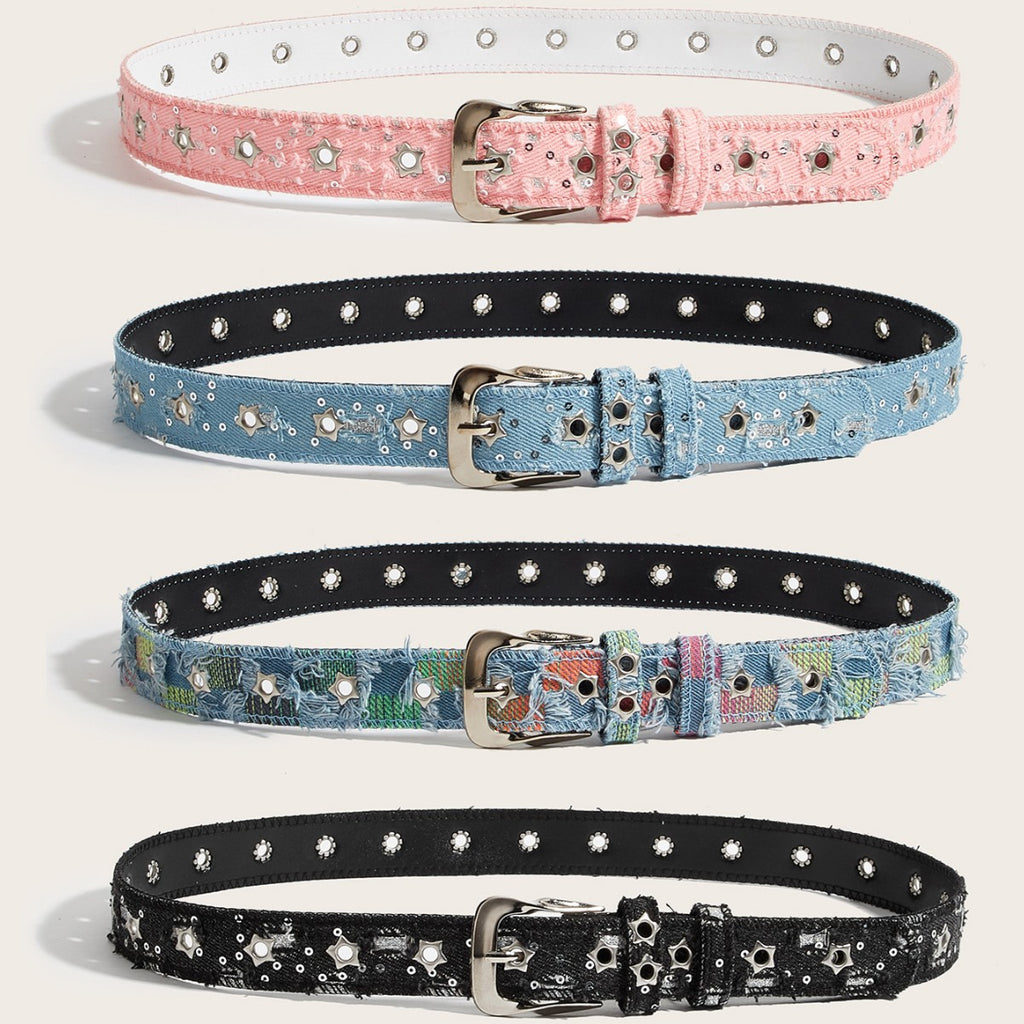 Star Stud Eyelet Denim Style Belt - view 1