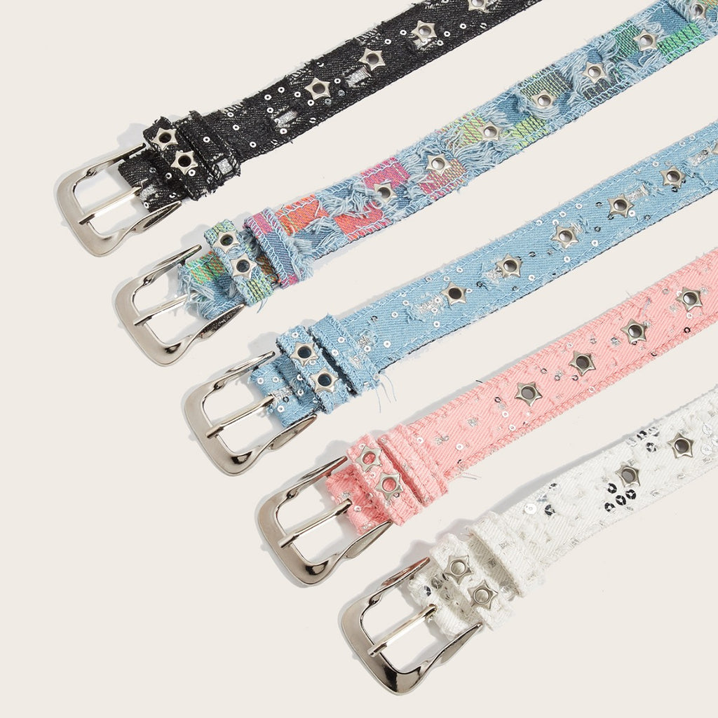 Star Stud Eyelet Denim Style Belt - view 2