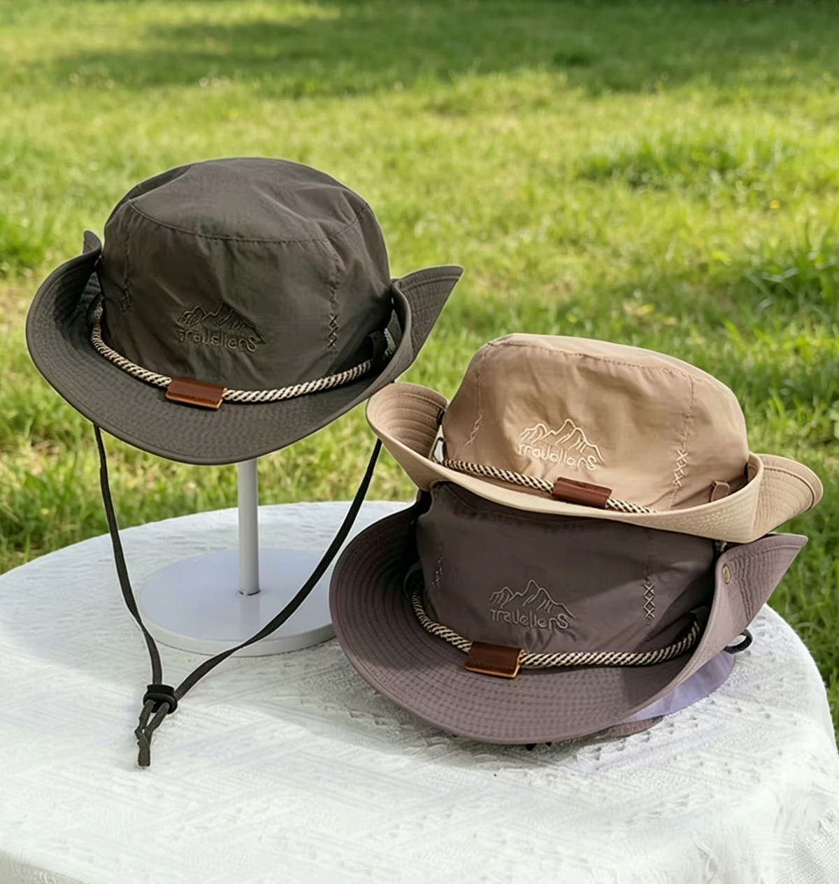 Quick Dry Bucket Hat With Adjustable Chin Cord - Khaki