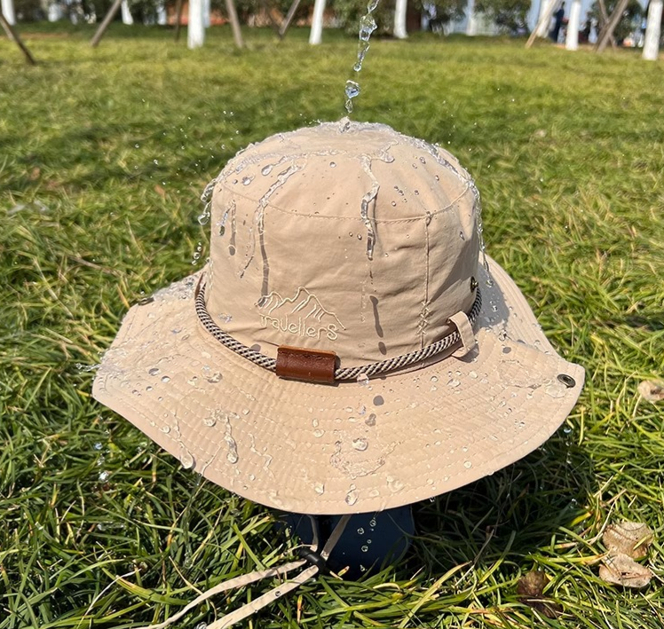 Quick Dry Bucket Hat With Adjustable Chin Cord - Khaki - 2