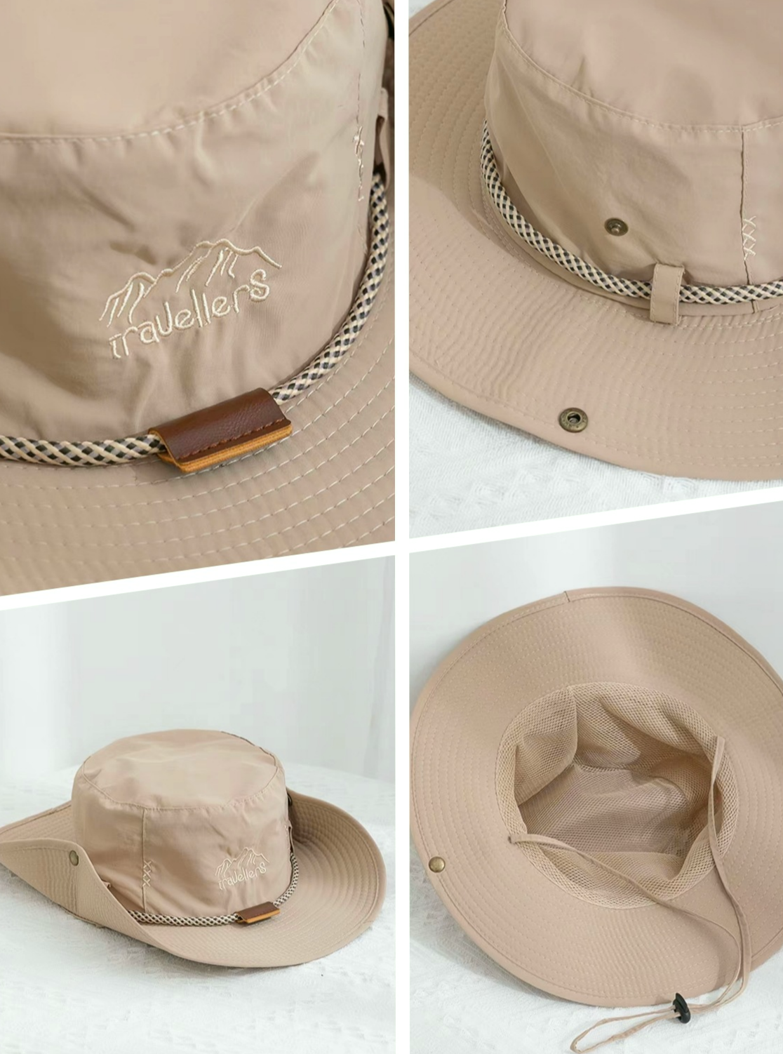 Quick Dry Bucket Hat With Adjustable Chin Cord - Khaki - 8