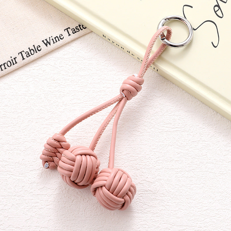 Braided Rope Knot Ball Keychain - C1