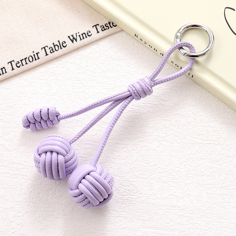 Braided Rope Knot Ball Keychain - C3