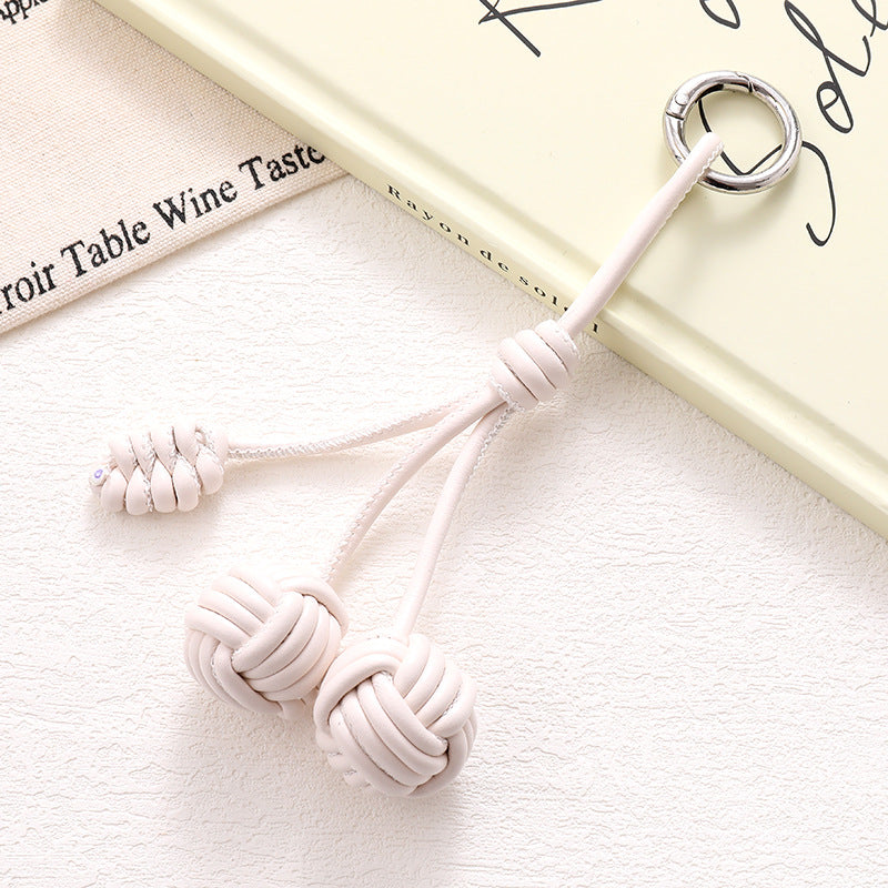 Braided Rope Knot Ball Keychain - C5