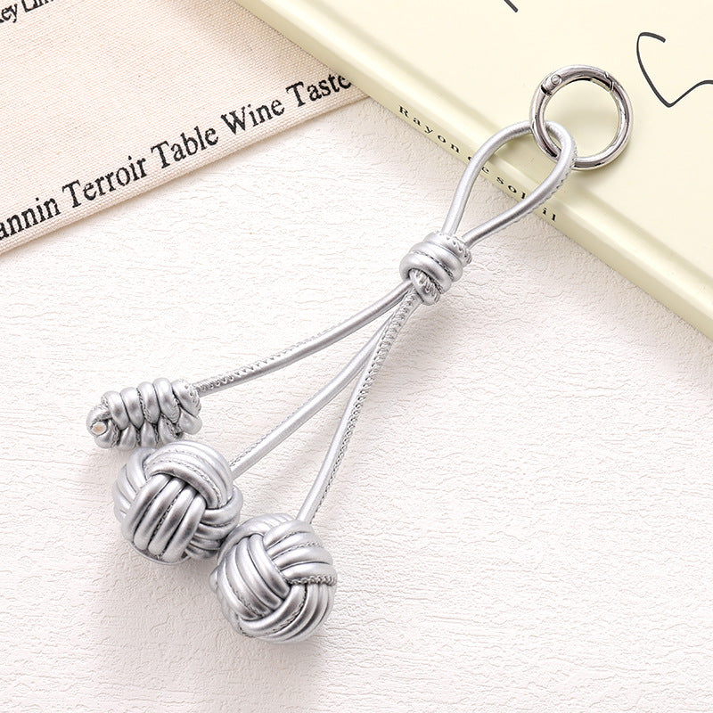 Braided Rope Knot Ball Keychain - C7