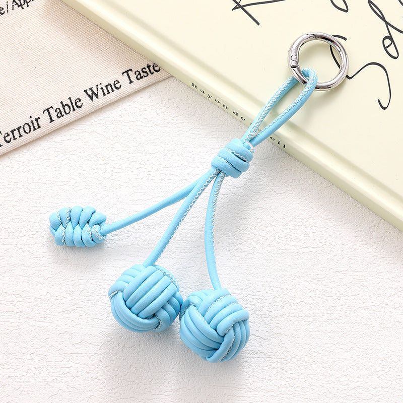 Braided Rope Knot Ball Keychain - C8