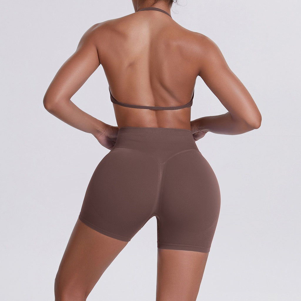 Seamless Halter Bra and Biker Shorts Workout Set