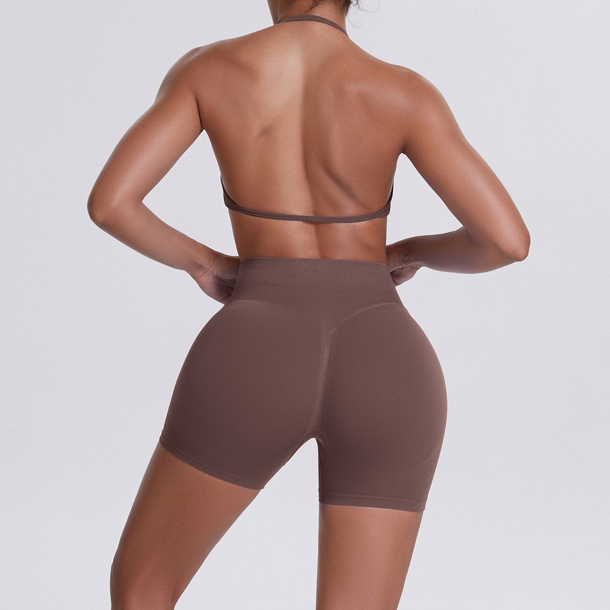 Seamless Halter Bra and Biker Shorts Workout Set