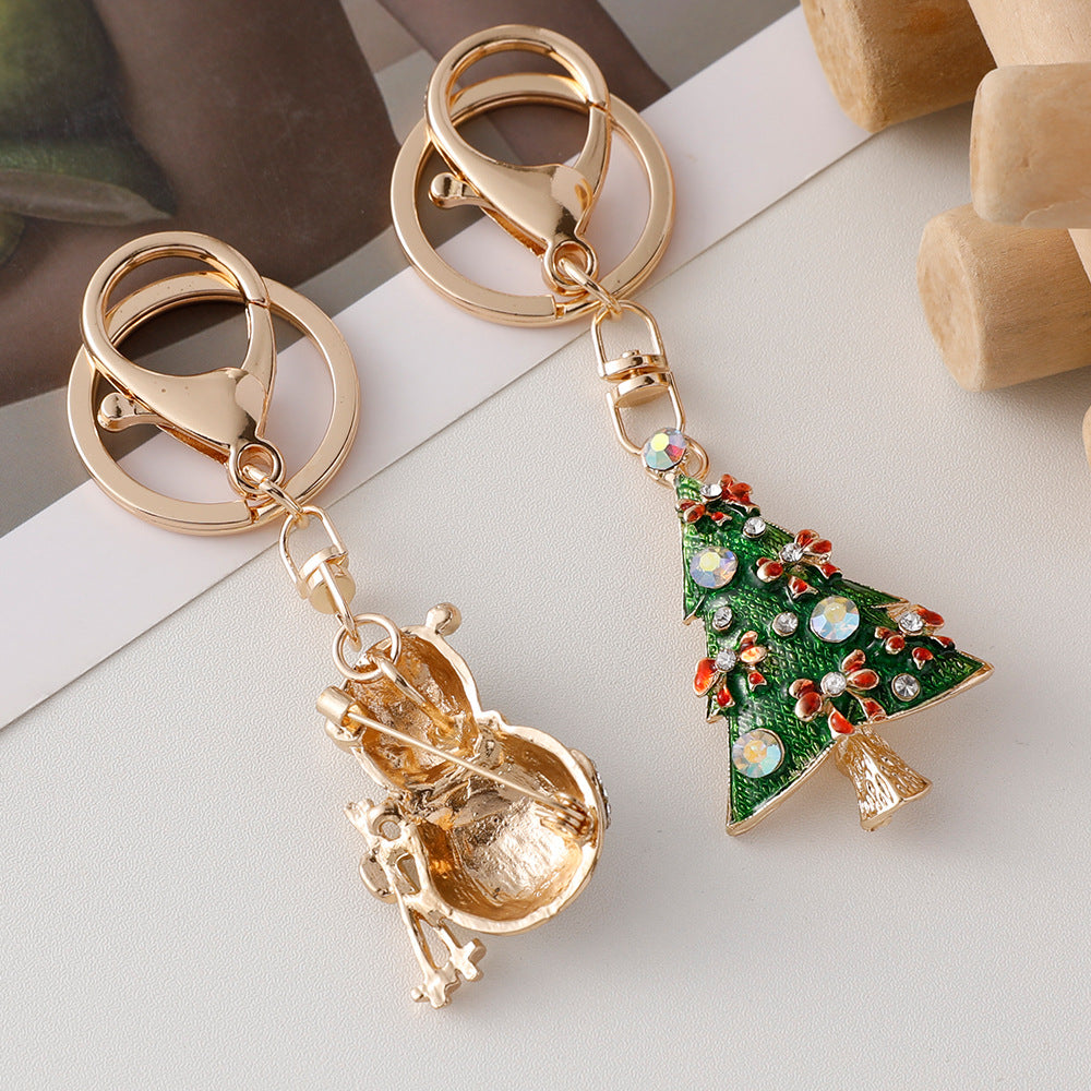 Rhinestone Enamel Christmas Charm Bag Keychain