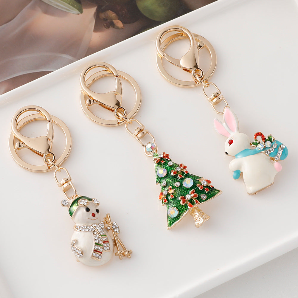Rhinestone Enamel Christmas Charm Bag Keychain - view 1