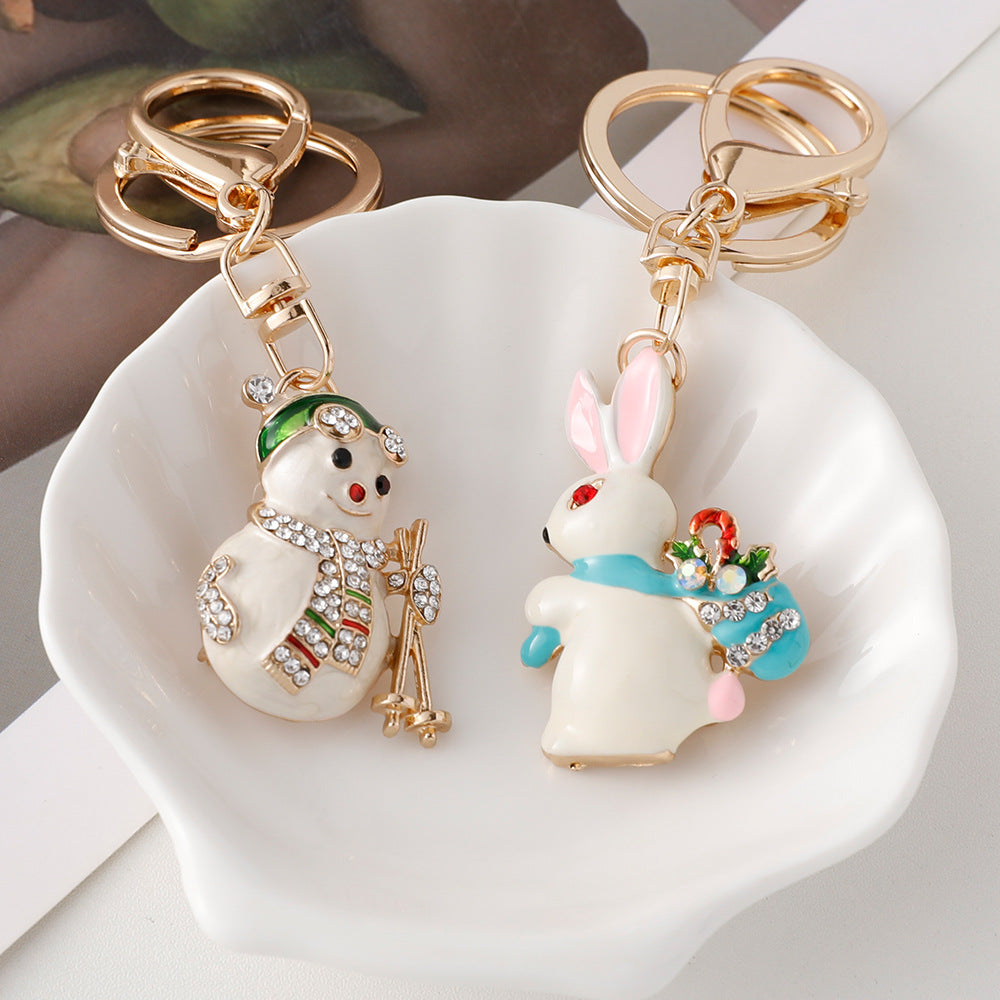 Rhinestone Enamel Christmas Charm Bag Keychain - view 2