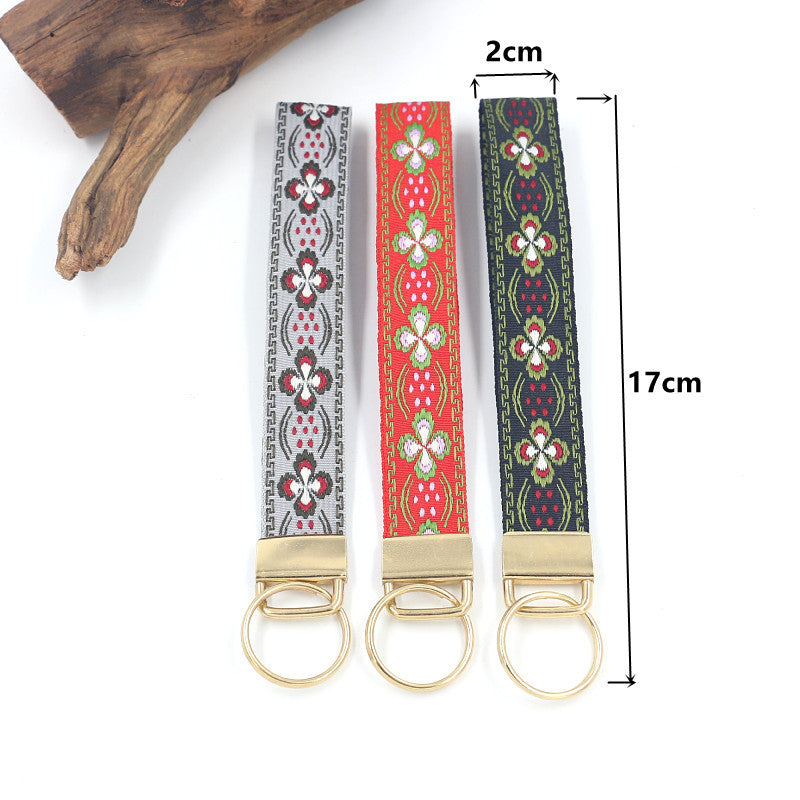 Folk Blossom Jacquard Keychain Strap - NO-3
