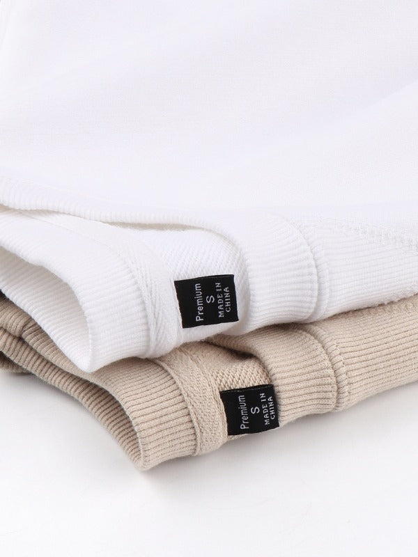 Premium Loopback Cotton Crewneck Sweatshirt - Beige - 10