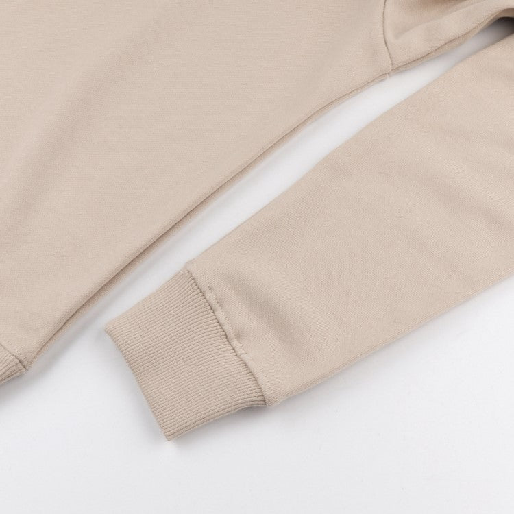 Premium Loopback Cotton Crewneck Sweatshirt - Beige - 4
