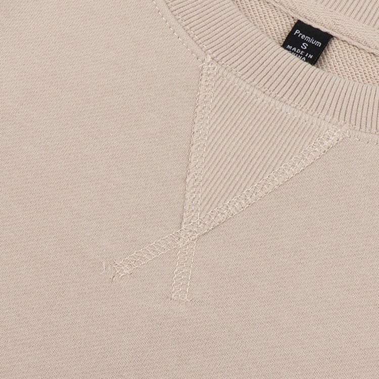 Premium Loopback Cotton Crewneck Sweatshirt - Beige - 5