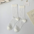 Sheer Ribbed Slouch Crew Socks - White