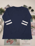 Varsity Stripe Sleeve Top And Jogger Set - DarkBlue