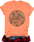 Retro Peace Sign Graphic Short Sleeve Tee - Orange