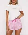 Graphic Tee And Printed Short Lounge Set - Letter
