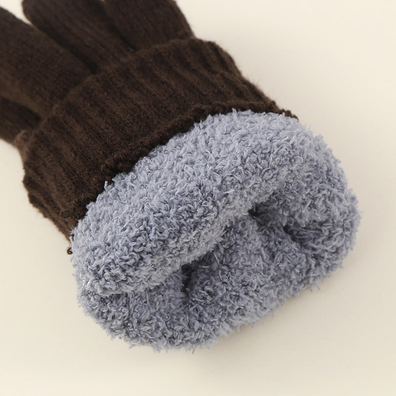 Nordic Deer Fair Isle Knit Gloves - Grey - 3