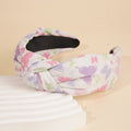 Butterfly Print Wide Knotted Headband - White