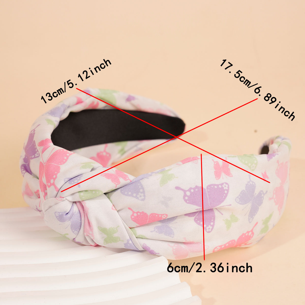 Butterfly Print Wide Knotted Headband - view 1
