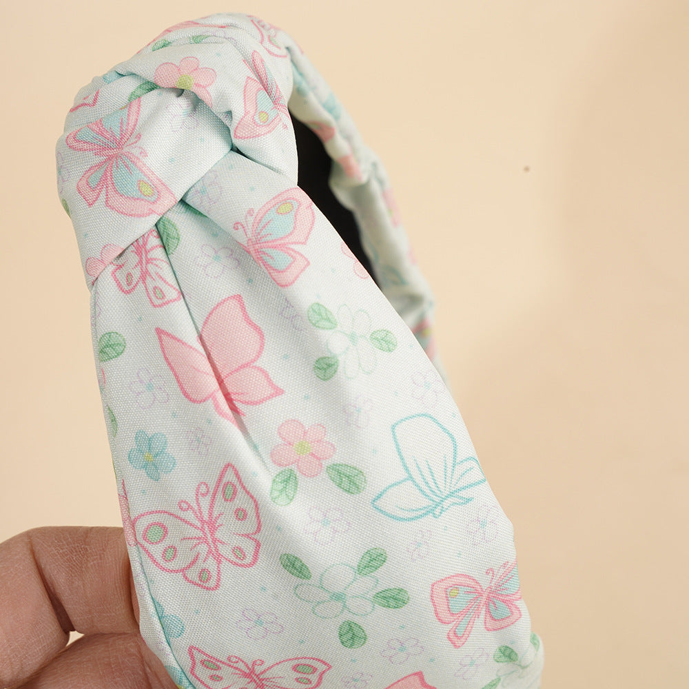 Butterfly Print Wide Knotted Headband - view 3