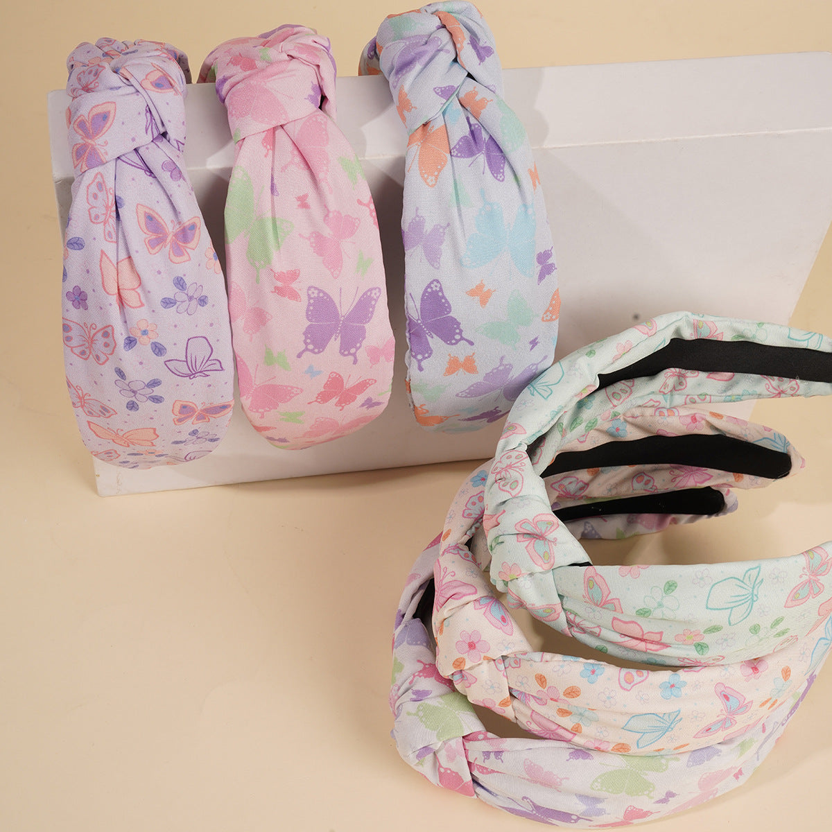 Butterfly Print Wide Knotted Headband - view 4