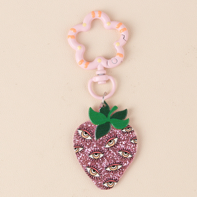 Glitter Pumpkin Patch Halloween Keychain - C1